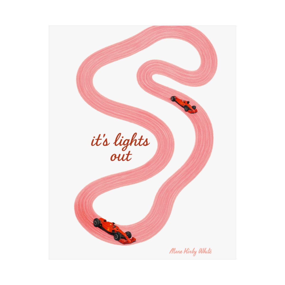 Pink Red F1 Racing Poster | Minimalist Matte Wall Art