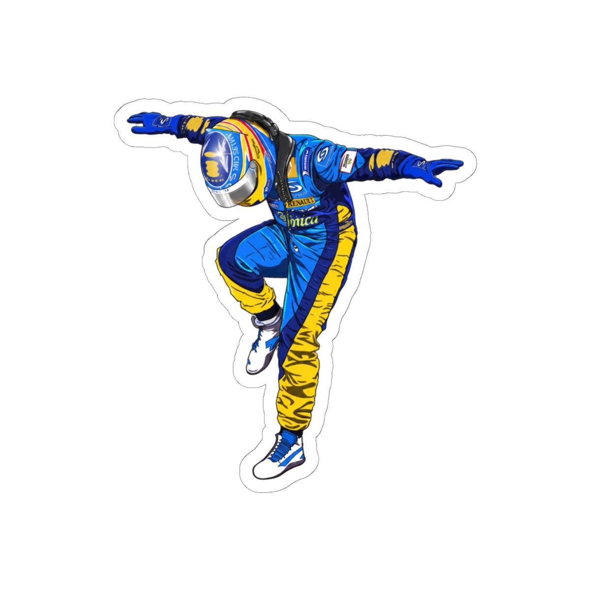 Fernando Alonso Crane Celebration Sticker | Bold F1 Fan Vinyl Decal